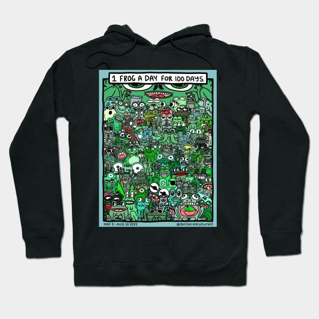 100 Frogs Hoodie by Deliberately Buried